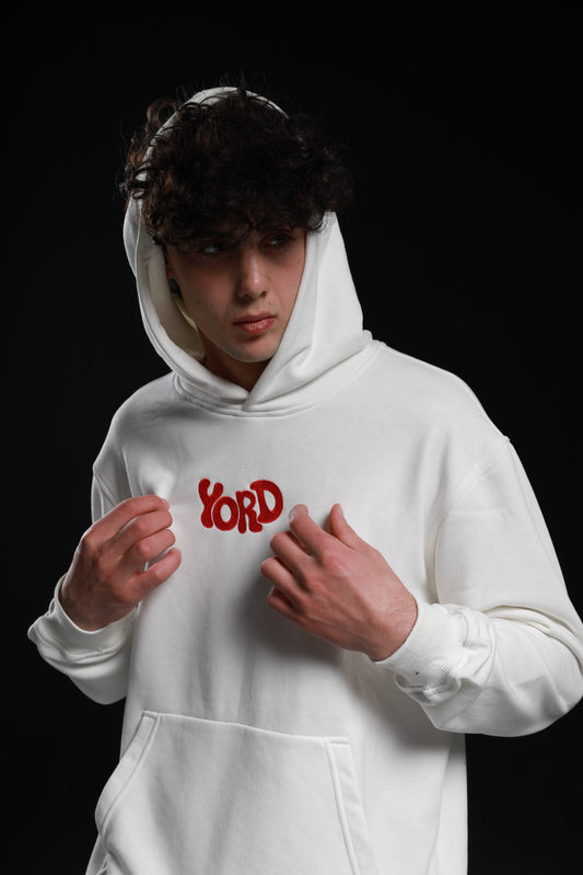 "Alien" embroidery-logo cotton hoodie