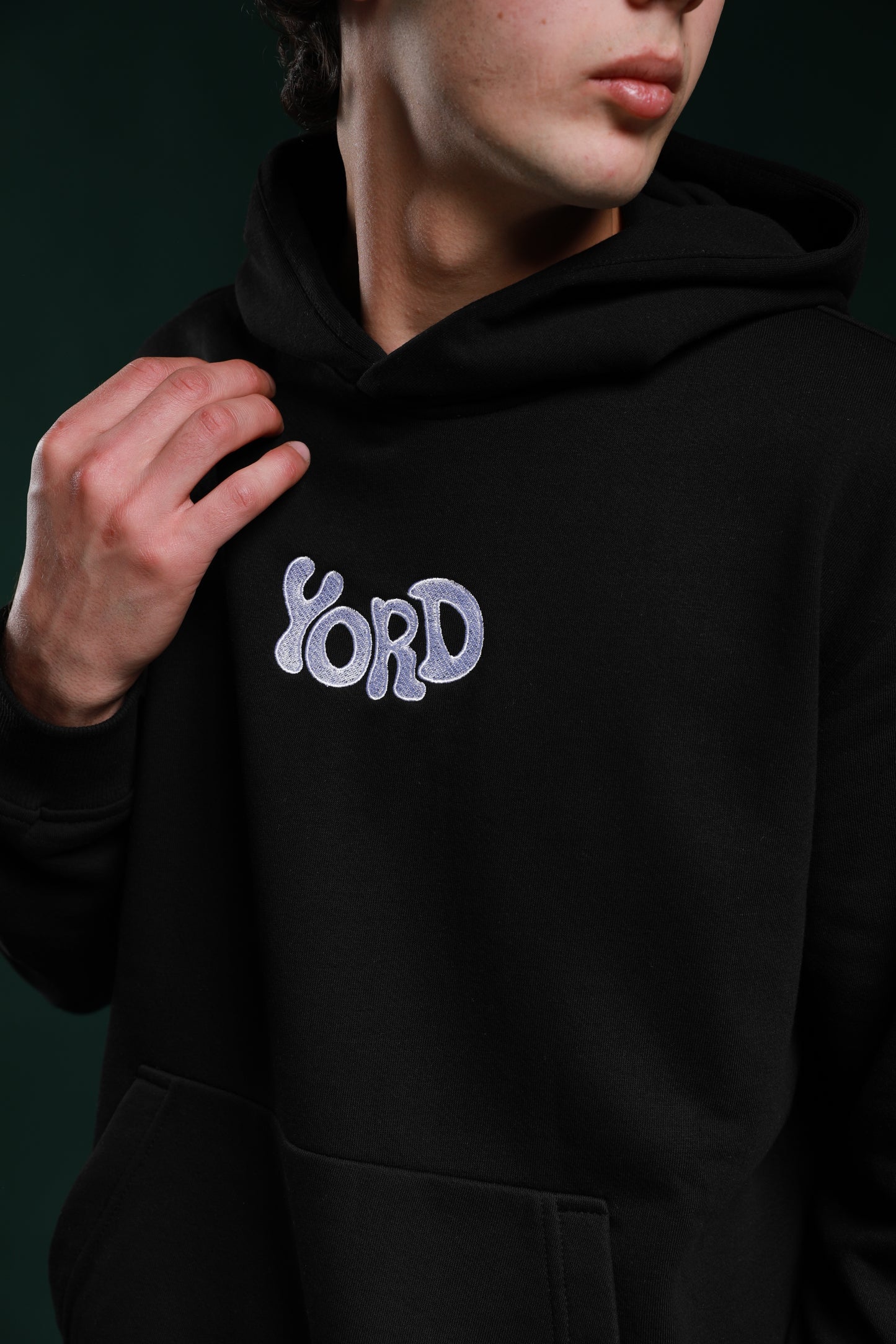 "Alien" limited embroidery-logo cotton hoodie